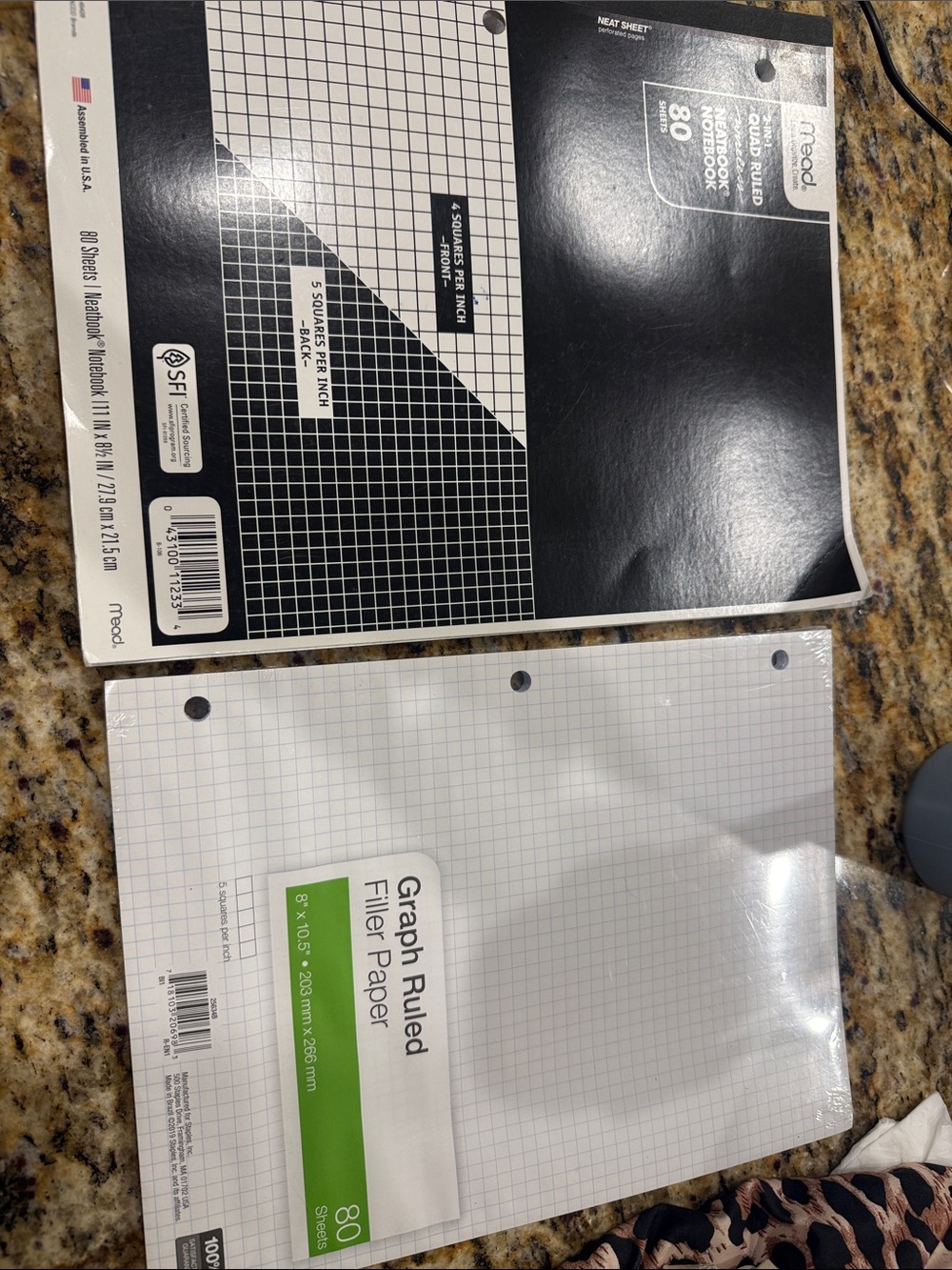 Black Graph Ruled Notebook & White Graph Ruled Filler Paper - 80 Sheets